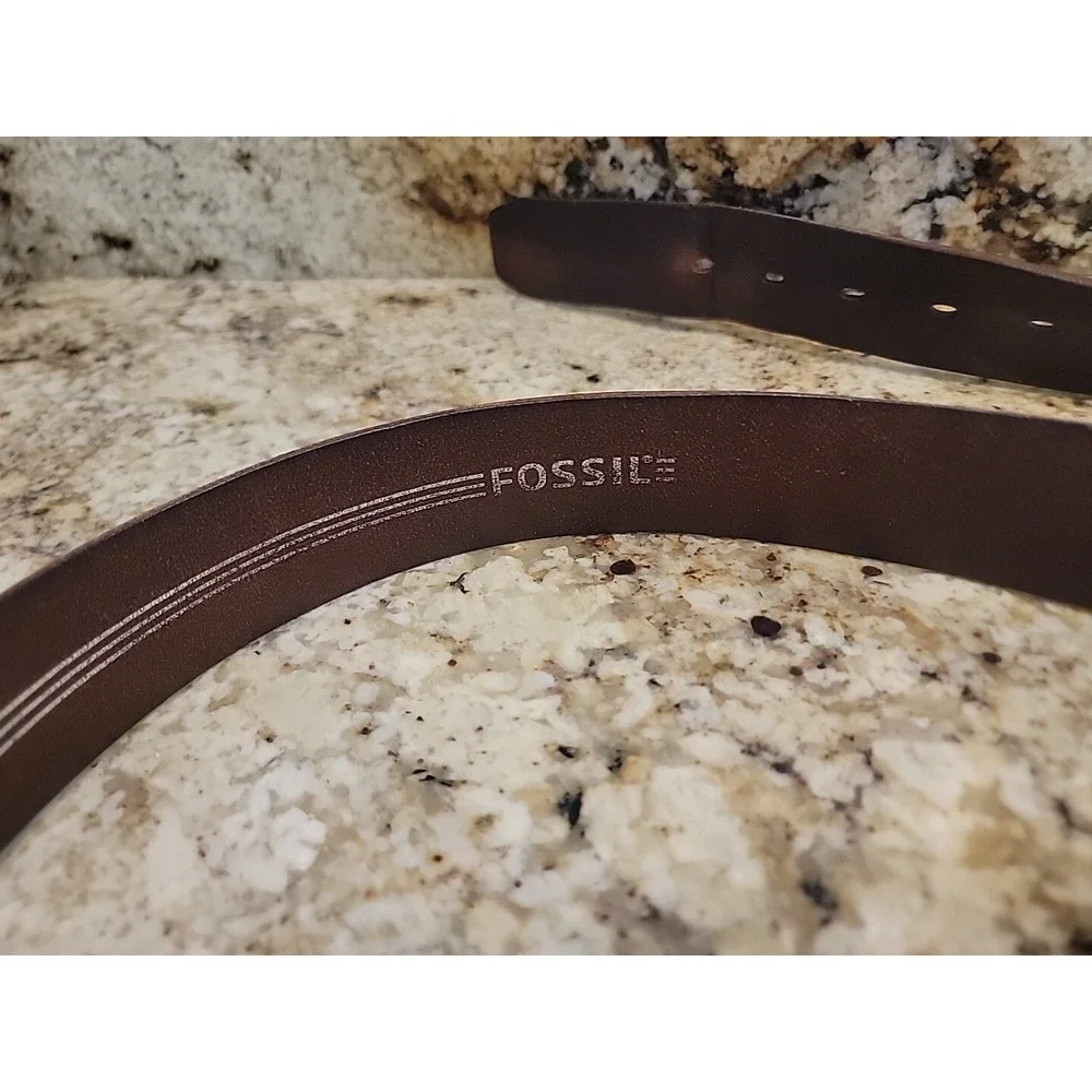 Fossil Genuine Leather Men's Belt Size 38 Dark Brown 1.5